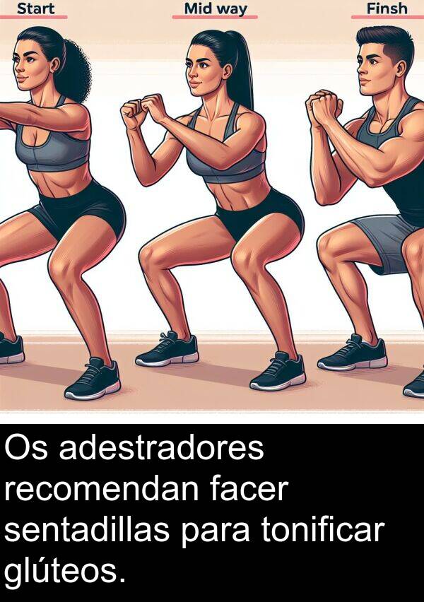 recomendan: Os adestradores recomendan facer sentadillas para tonificar glúteos.