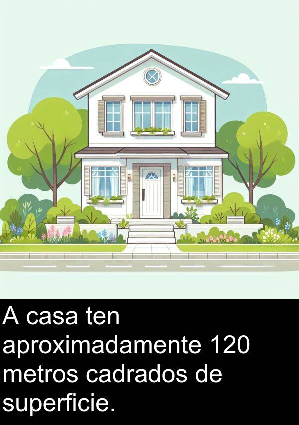 superficie: A casa ten aproximadamente 120 metros cadrados de superficie.