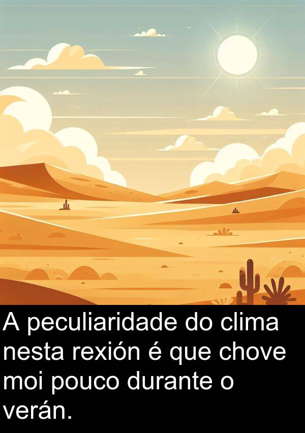 rexión: A peculiaridade do clima nesta rexión é que chove moi pouco durante o verán.