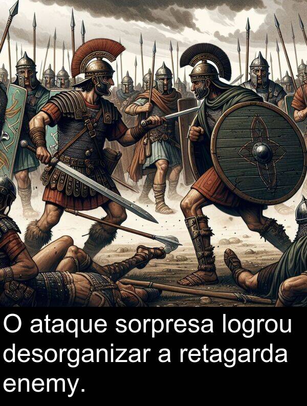 retagarda: O ataque sorpresa logrou desorganizar a retagarda enemy.