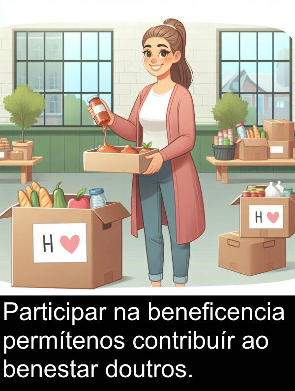 contribuír: Participar na beneficencia permítenos contribuír ao benestar doutros.