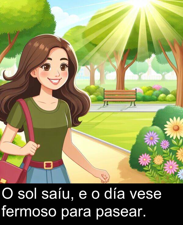 día: O sol saíu, e o día vese fermoso para pasear.