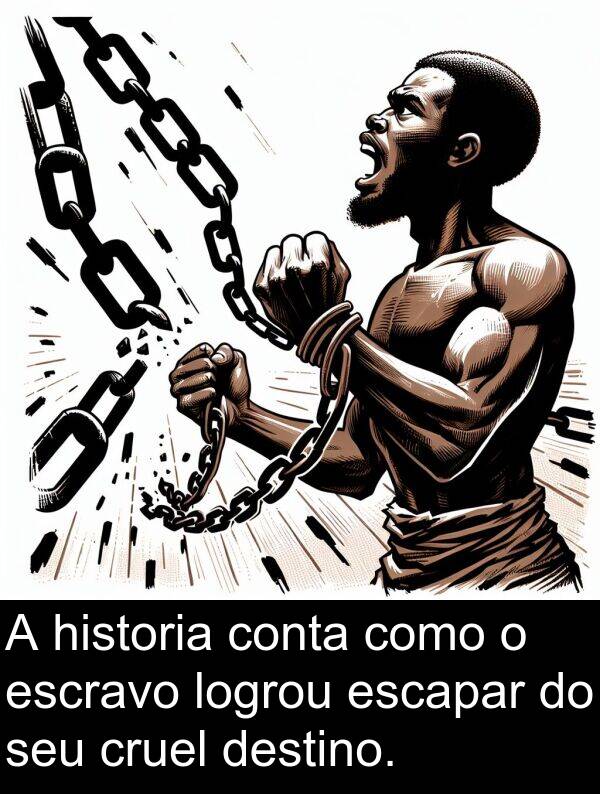 escravo: A historia conta como o escravo logrou escapar do seu cruel destino.