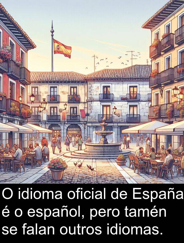 idioma: O idioma oficial de España é o español, pero tamén se falan outros idiomas.