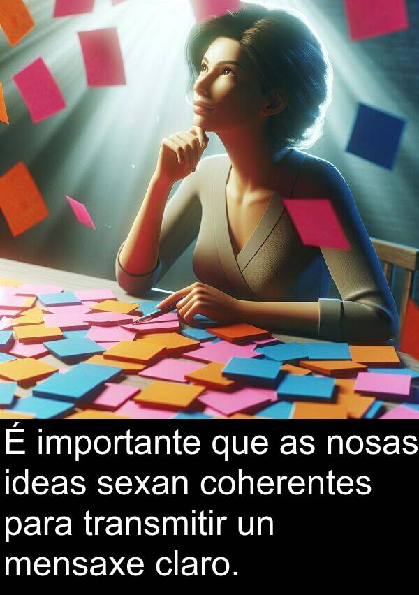 transmitir: É importante que as nosas ideas sexan coherentes para transmitir un mensaxe claro.