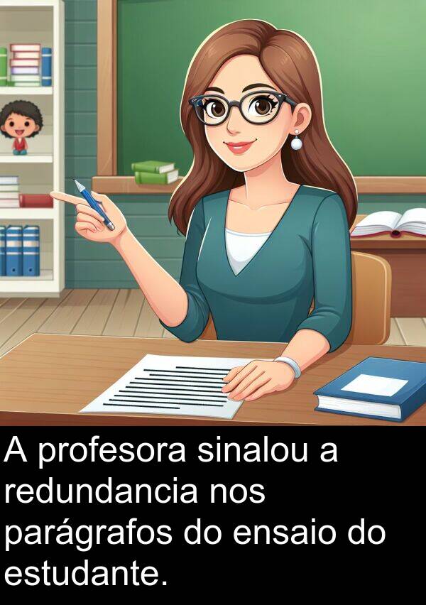 redundancia: A profesora sinalou a redundancia nos parágrafos do ensaio do estudante.