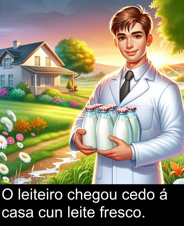 fresco: O leiteiro chegou cedo á casa cun leite fresco.