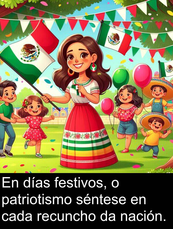 recuncho: En días festivos, o patriotismo séntese en cada recuncho da nación.
