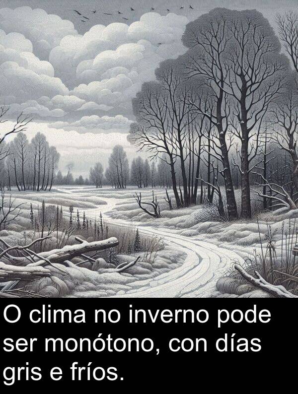 ser: O clima no inverno pode ser monótono, con días gris e fríos.