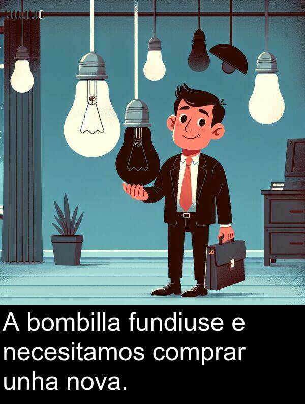 fundiuse: A bombilla fundiuse e necesitamos comprar unha nova.