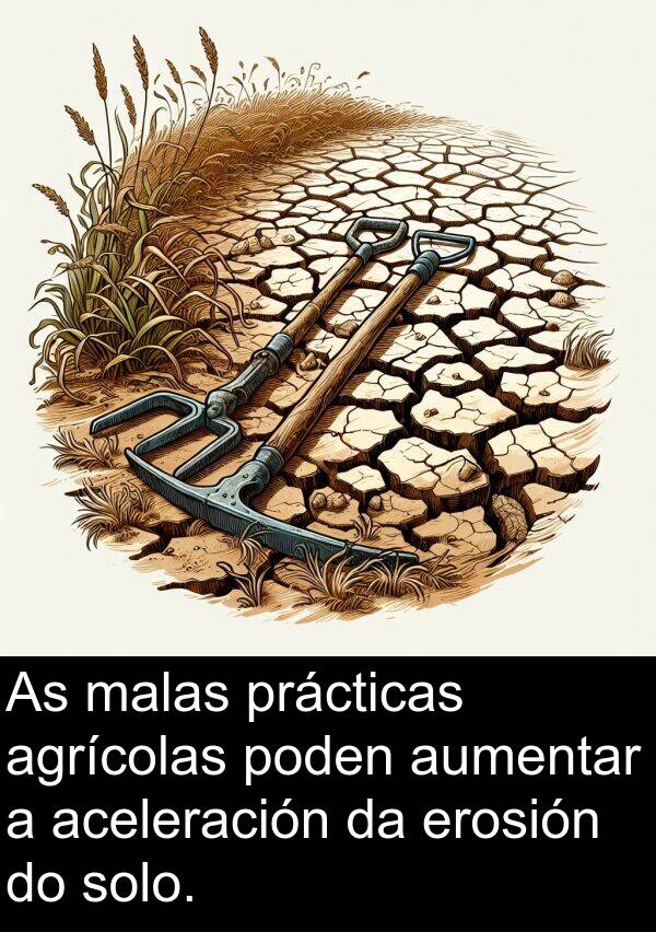 erosión: As malas prácticas agrícolas poden aumentar a aceleración da erosión do solo.