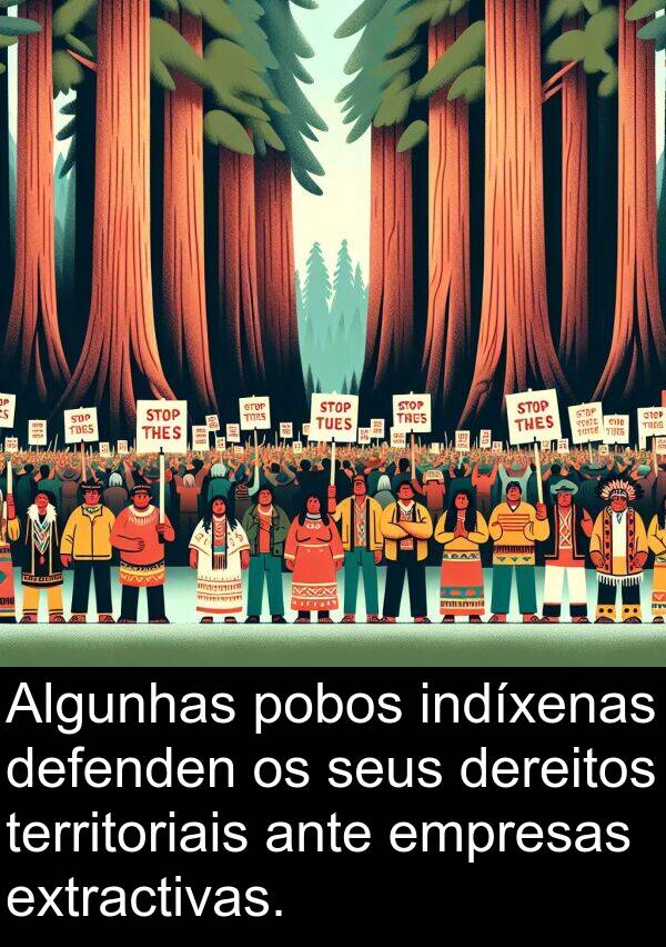 territoriais: Algunhas pobos indíxenas defenden os seus dereitos territoriais ante empresas extractivas.