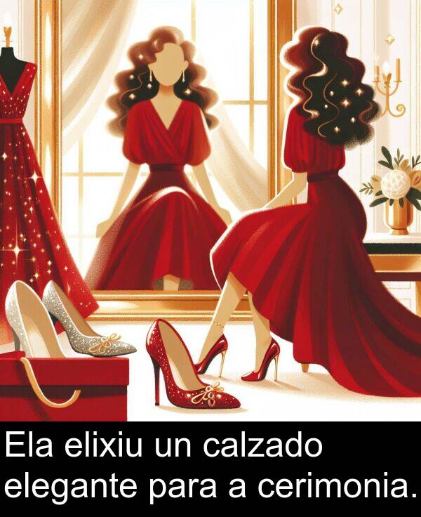 elegante: Ela elixiu un calzado elegante para a cerimonia.