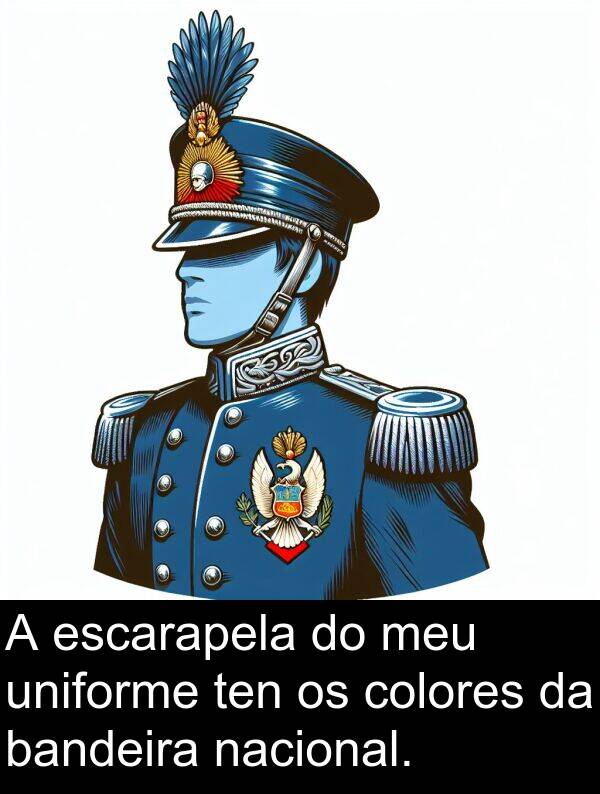 colores: A escarapela do meu uniforme ten os colores da bandeira nacional.