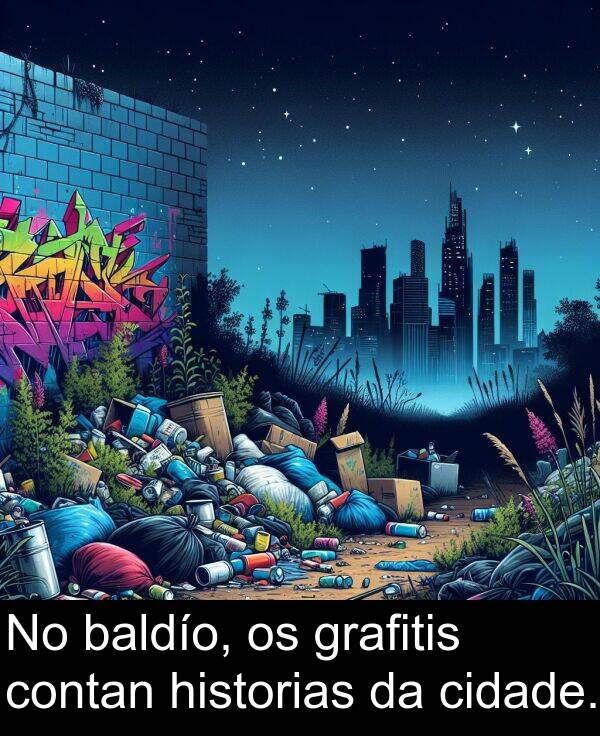contan: No baldío, os grafitis contan historias da cidade.