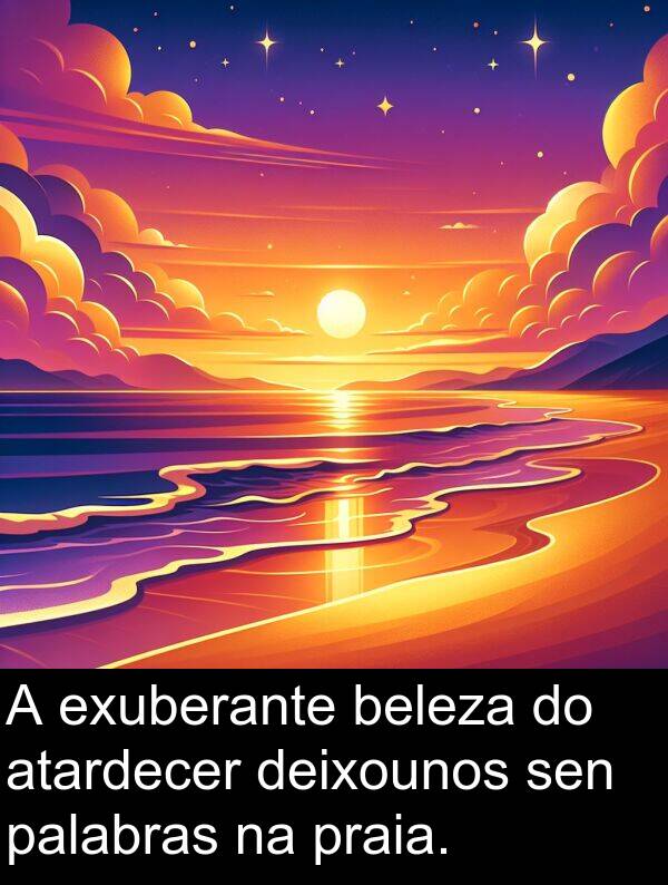 exuberante: A exuberante beleza do atardecer deixounos sen palabras na praia.