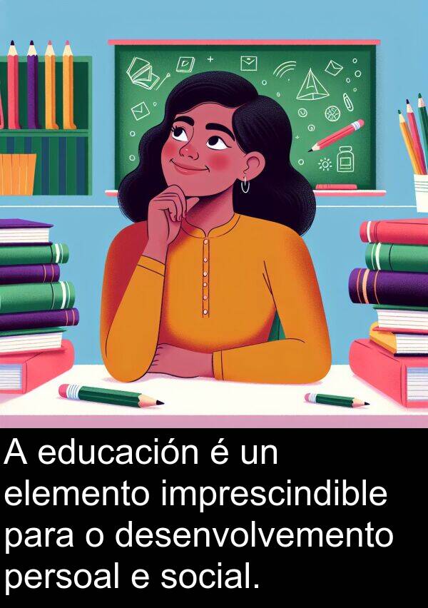 elemento: A educación é un elemento imprescindible para o desenvolvemento persoal e social.