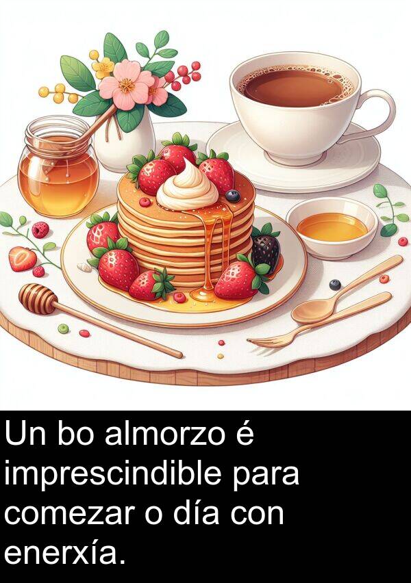 enerxía: Un bo almorzo é imprescindible para comezar o día con enerxía.