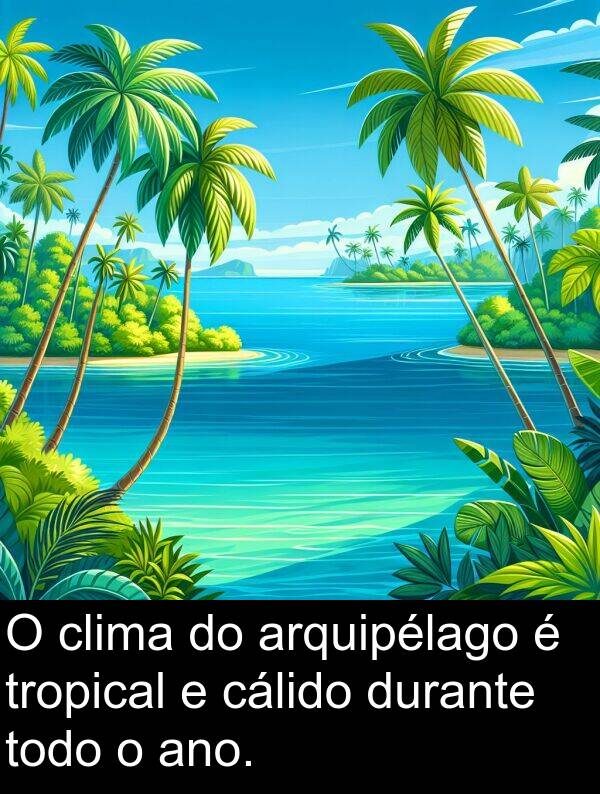 clima: O clima do arquipélago é tropical e cálido durante todo o ano.