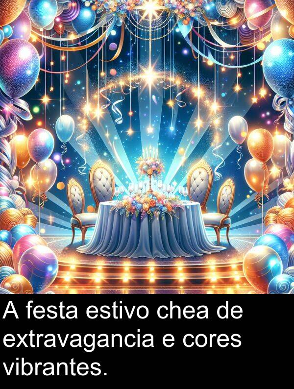 estivo: A festa estivo chea de extravagancia e cores vibrantes.