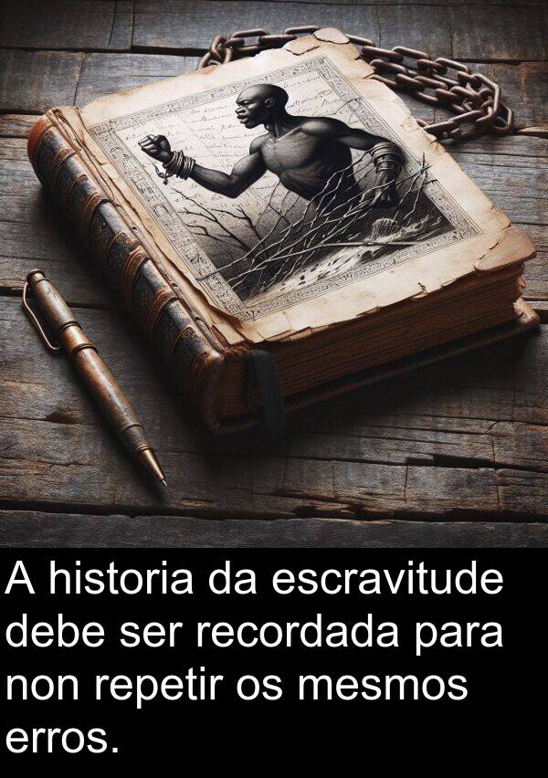 escravitude: A historia da escravitude debe ser recordada para non repetir os mesmos erros.