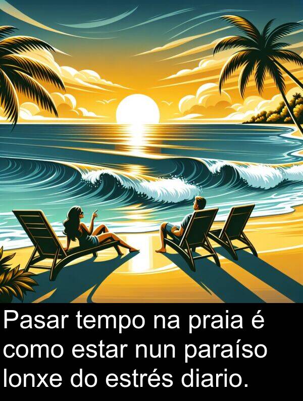 diario: Pasar tempo na praia é como estar nun paraíso lonxe do estrés diario.