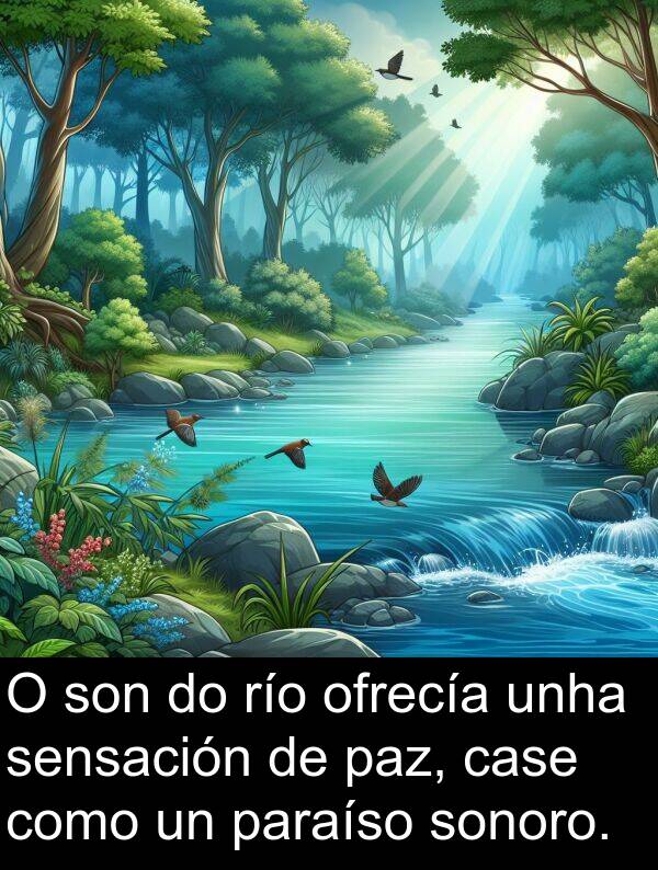 río: O son do río ofrecía unha sensación de paz, case como un paraíso sonoro.