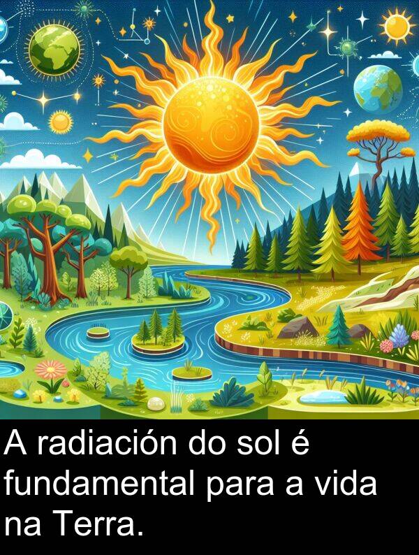 radiación: A radiación do sol é fundamental para a vida na Terra.