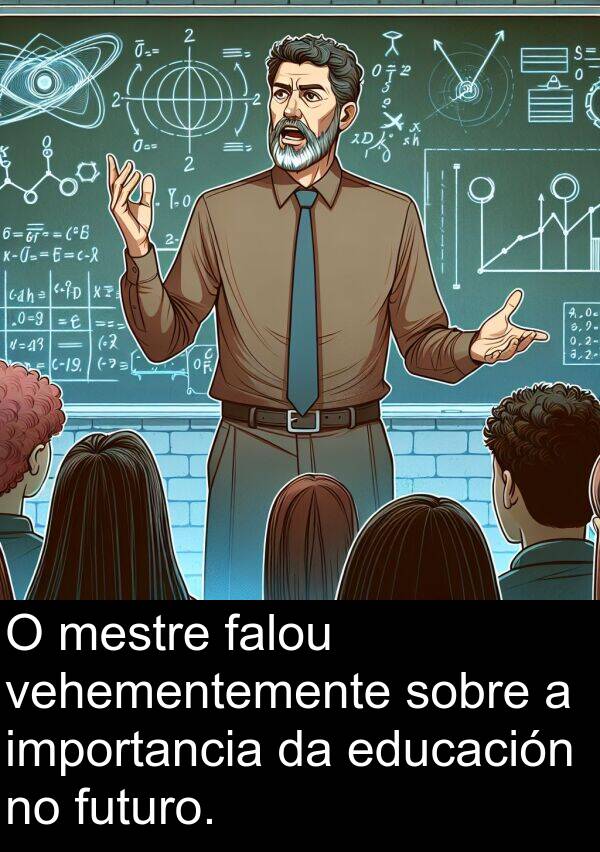 futuro: O mestre falou vehementemente sobre a importancia da educación no futuro.