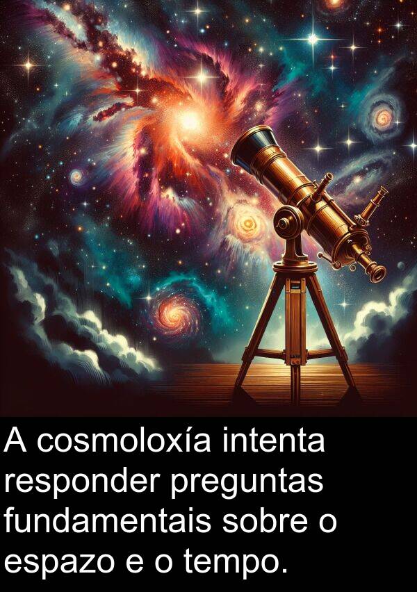 responder: A cosmoloxía intenta responder preguntas fundamentais sobre o espazo e o tempo.