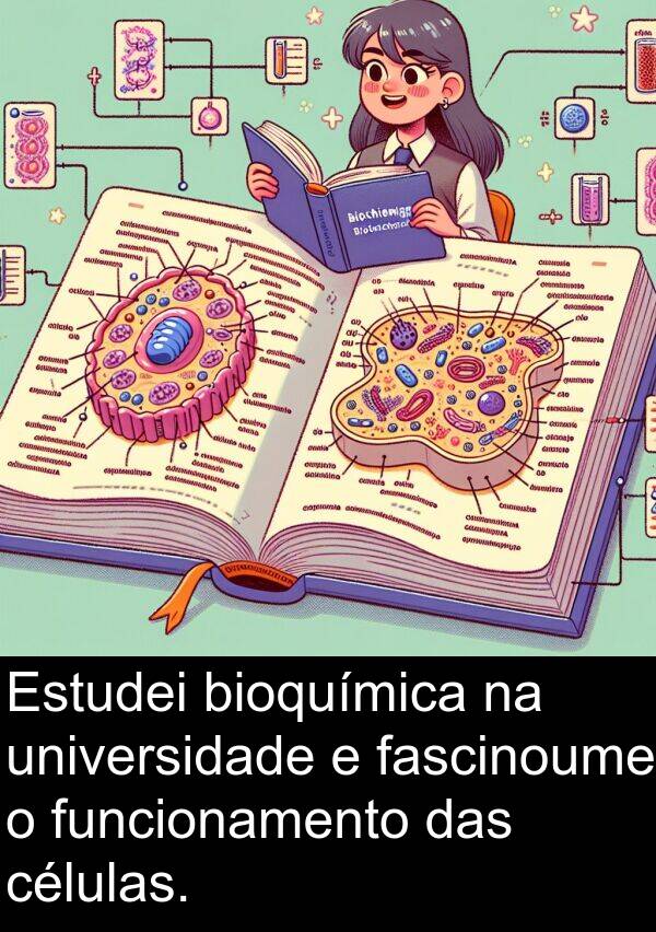 funcionamento: Estudei bioquímica na universidade e fascinoume o funcionamento das células.