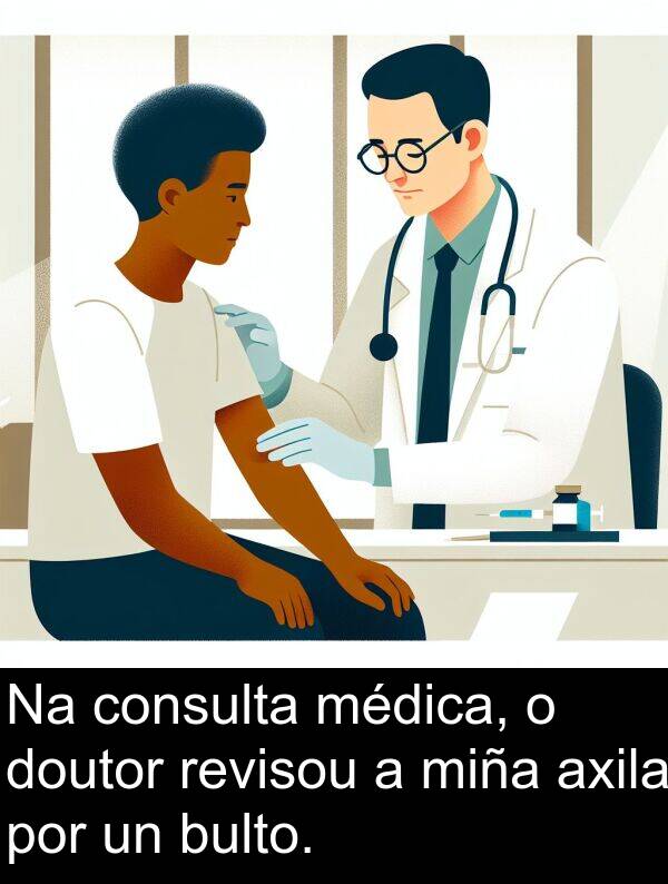 médica: Na consulta médica, o doutor revisou a miña axila por un bulto.