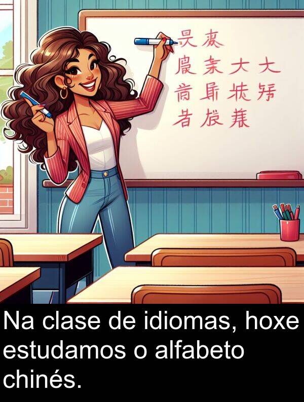 estudamos: Na clase de idiomas, hoxe estudamos o alfabeto chinés.