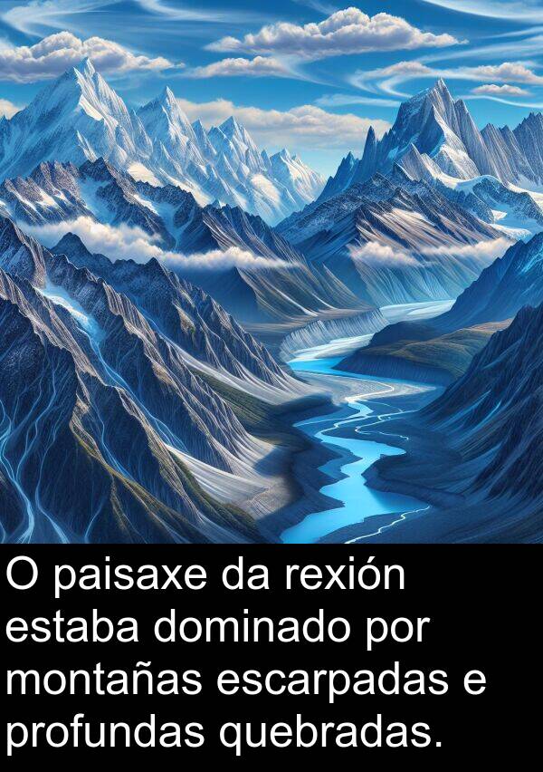 rexión: O paisaxe da rexión estaba dominado por montañas escarpadas e profundas quebradas.