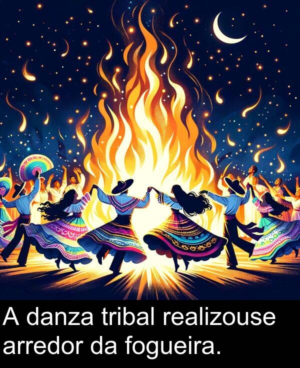 arredor: A danza tribal realizouse arredor da fogueira.