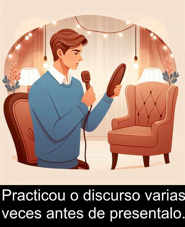 discurso: Practicou o discurso varias veces antes de presentalo.