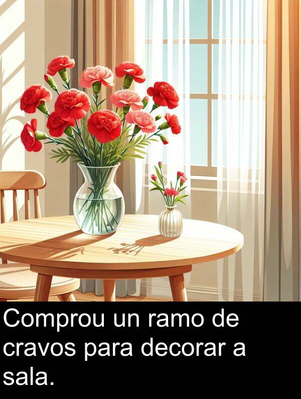ramo: Comprou un ramo de cravos para decorar a sala.