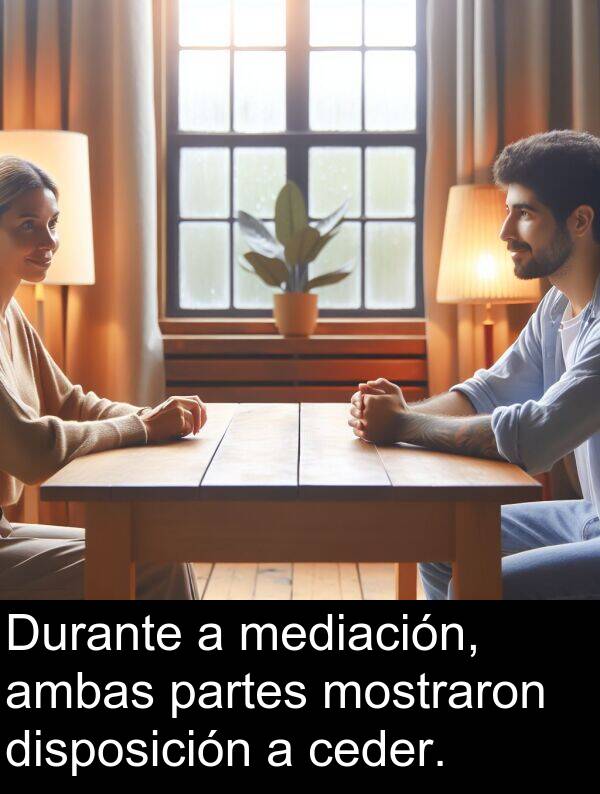 mediación: Durante a mediación, ambas partes mostraron disposición a ceder.