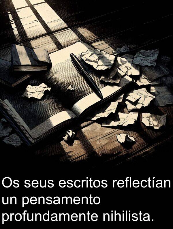 escritos: Os seus escritos reflectían un pensamento profundamente nihilista.