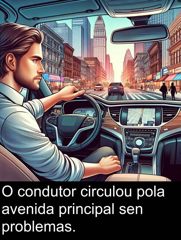 condutor: O condutor circulou pola avenida principal sen problemas.