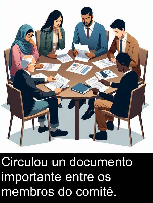 entre: Circulou un documento importante entre os membros do comité.