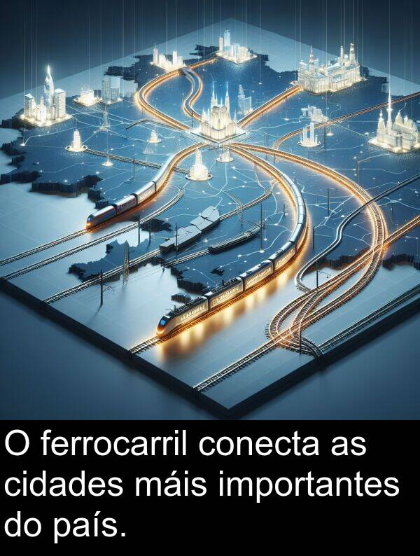 importantes: O ferrocarril conecta as cidades máis importantes do país.