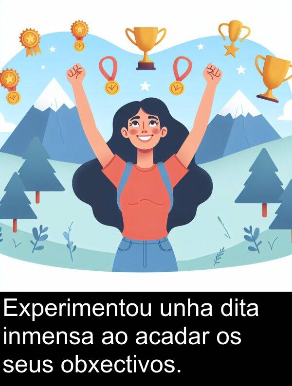 seus: Experimentou unha dita inmensa ao acadar os seus obxectivos.