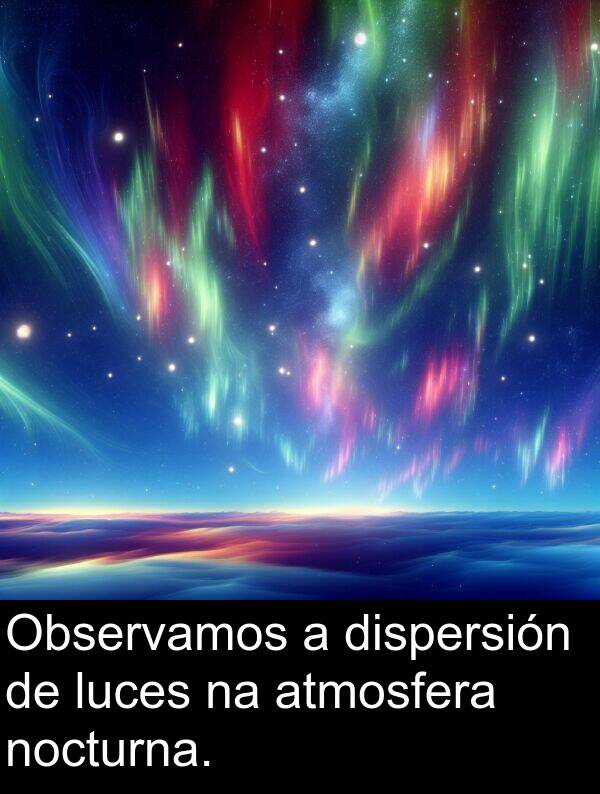 atmosfera: Observamos a dispersión de luces na atmosfera nocturna.