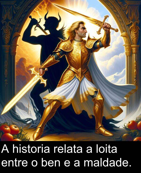 relata: A historia relata a loita entre o ben e a maldade.