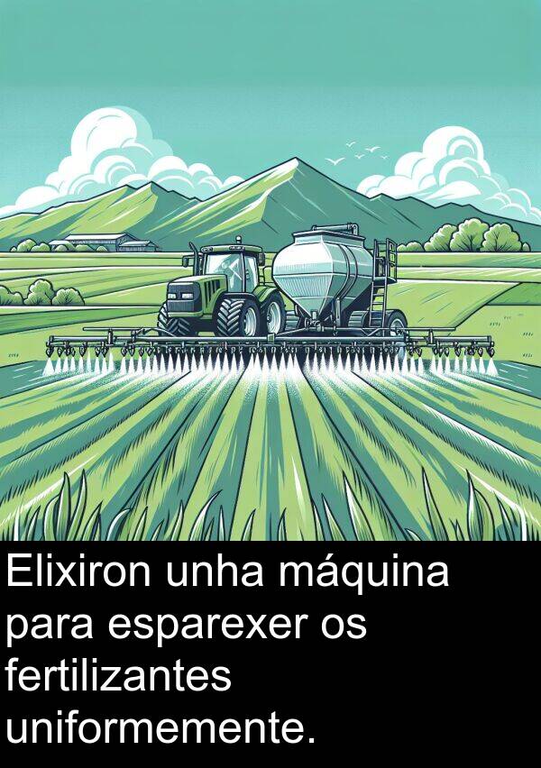 esparexer: Elixiron unha máquina para esparexer os fertilizantes uniformemente.