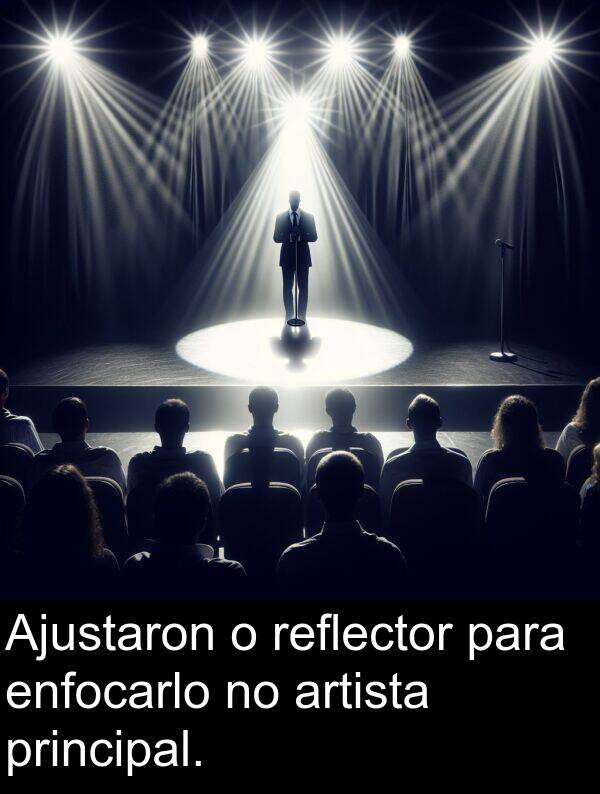reflector: Ajustaron o reflector para enfocarlo no artista principal.
