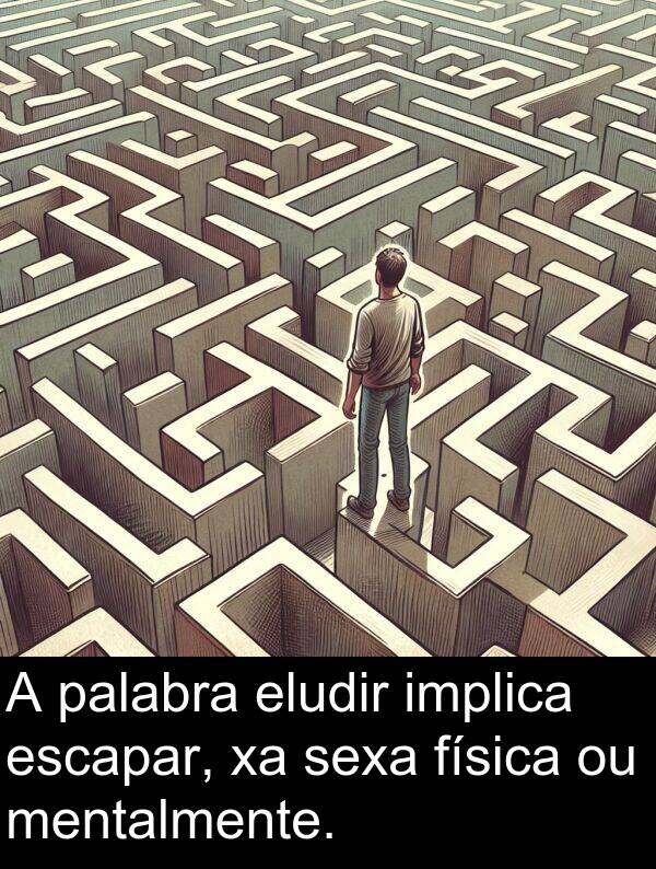 escapar: A palabra eludir implica escapar, xa sexa física ou mentalmente.