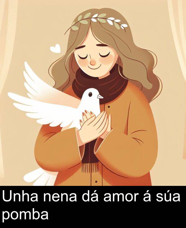 amor: Unha nena dá amor á súa pomba