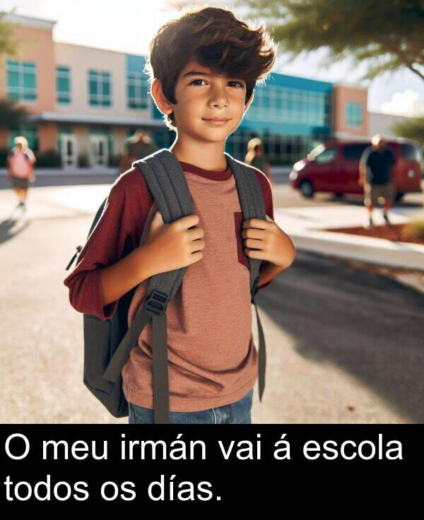 días: O meu irmán vai á escola todos os días.